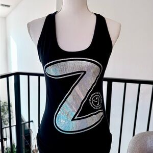 Zumba Fitness Instructor Black Tank Top with Silver Z Design